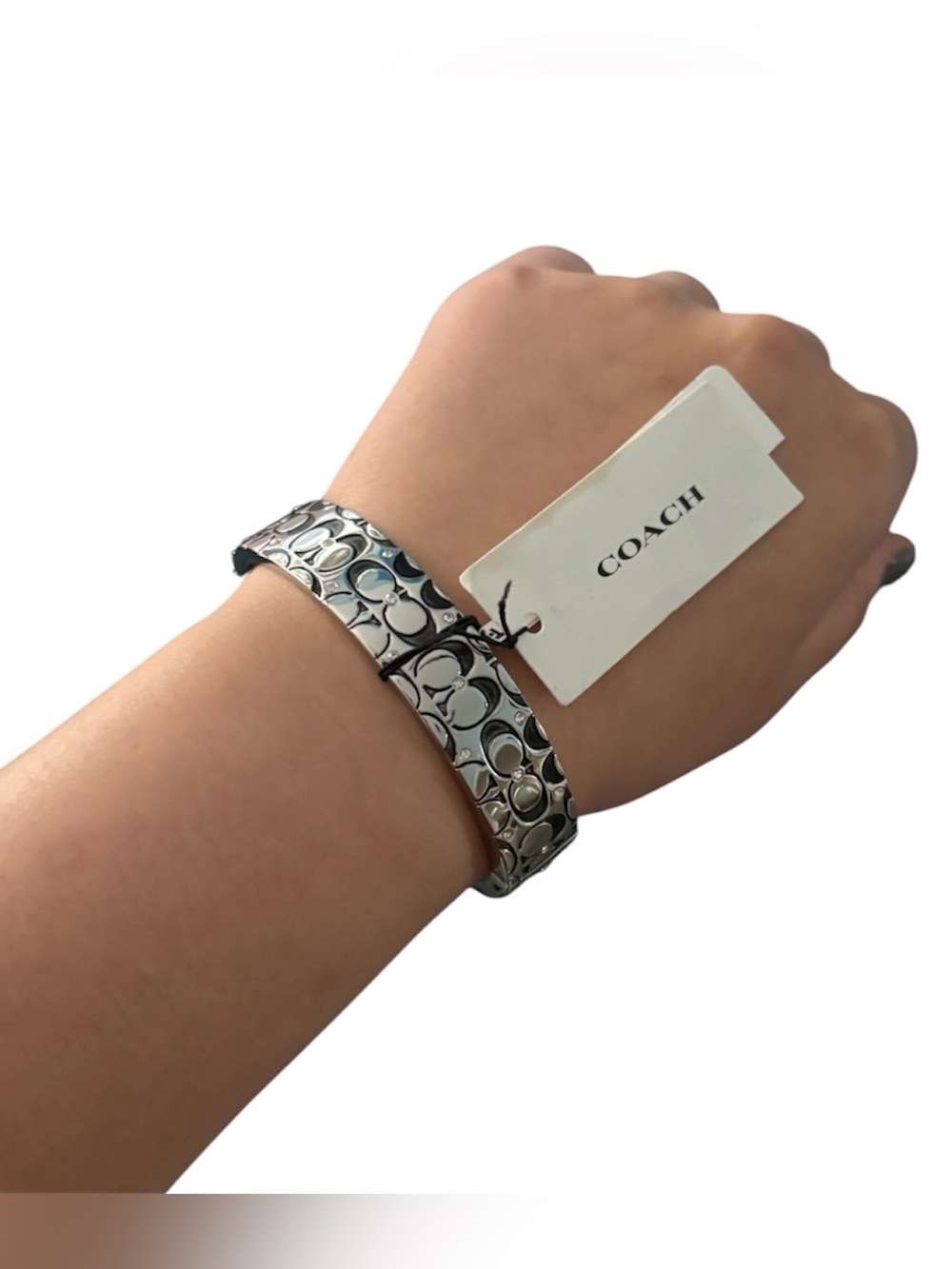 Coach Silver quilted bangle bracelet